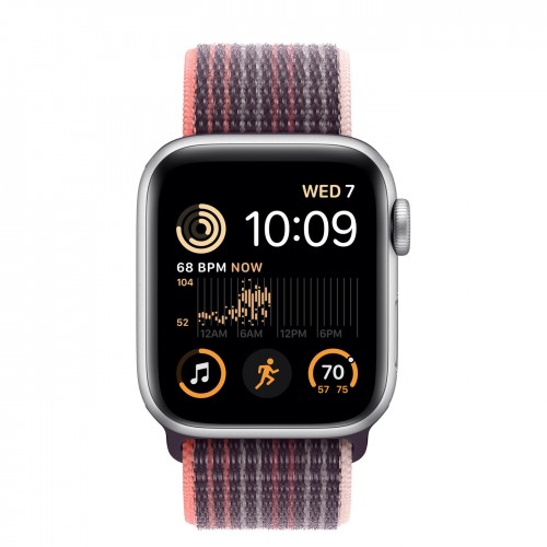 Apple Watch SE (2022) 40mm, Silver Aluminum Case with Sport Loop - Elderberry