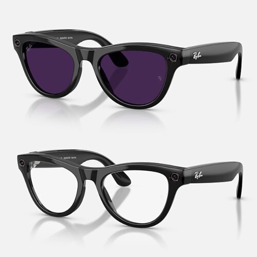 Ray-Ban Meta Gen 2 Skyler Transitions (прозрачные линзы с автозатемнением в фиолетовые, глянцевая черная оправа)