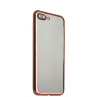 Чехол силиконовый для iPhone 8 Plus и 7 Plus супертонкий с ободком розовое золото