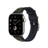 Ремешок Hermès для Apple Watch 46mm Rocabar Club — темно-синий / зеленый (Bleu Nuit/Vert)