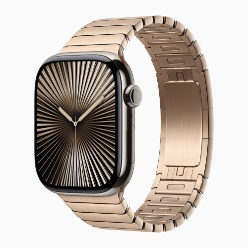 Apple Watch Series 10 46mm Natural Titanium Case with Gold Link Bracelet