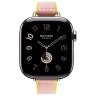 Apple Watch Hermes Series 10 42mm, тонкий ремешок из плетенного нейлона розовый