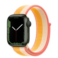 Apple Watch Series 7 41 мм, зеленый алюминий, спортивный браслет «Спелый маис/белый»