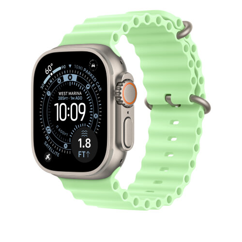 Ремешок для Apple Watch Ultra Watch Black Titanium Ocean Band - Neon Green (Зеленый/Неоновый)