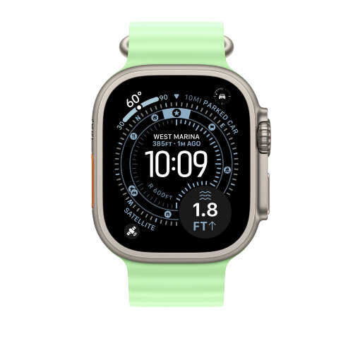 Ремешок для Apple Watch Ultra Watch Black Titanium Ocean Band - Neon Green (Зеленый/Неоновый)