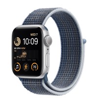 Apple Watch SE (2022) 40mm, Silver Aluminum Case with Sport Loop - Storm Blue