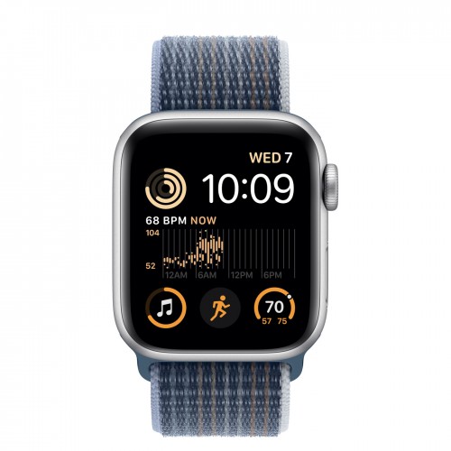 Apple Watch SE (2022) 40mm, Silver Aluminum Case with Sport Loop - Storm Blue