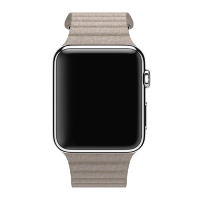 Кожаный магнитный ремешок для Apple Watch 42mm бежевый Large