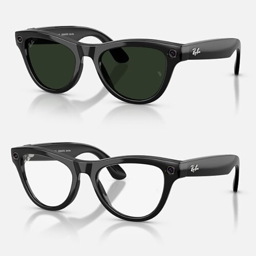 Ray-Ban Meta Gen 2 Skyler Transitions (прозрачные линзы с автозатемнением в зеленые, глянцевая черная оправа)