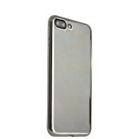 Чехол силиконовый для iPhone 8 Plus и 7 Plus супертонкий с серебристым ободком