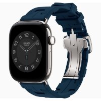 Apple Watch Hermes Series 12 46mm, спортивный ремешок Kilim синий Bleu de Malte