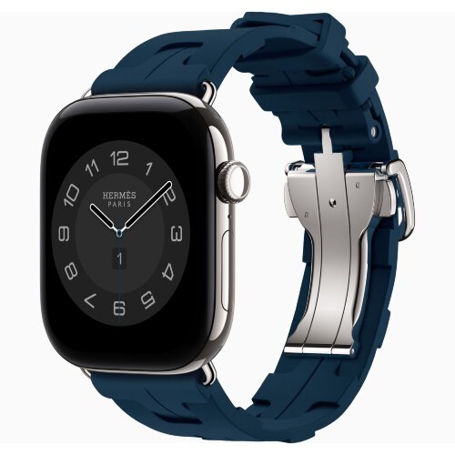 Apple Watch Hermes Series 12 46mm, спортивный ремешок Kilim синий Bleu de Malte