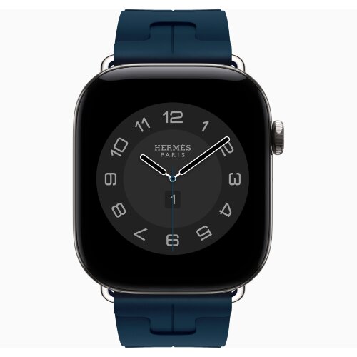 Apple Watch Hermes Series 12 46mm, спортивный ремешок Kilim синий Bleu de Malte