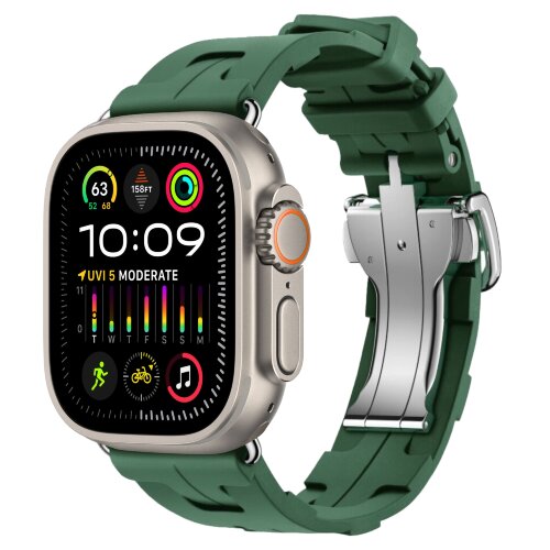 Apple Watch Ultra 2 49mm Titanium, спортивный ремешок Hermes Kilim зеленый