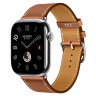Apple Watch Hermes Series 10 46mm, классический кожаный ремешок коричневого цвета