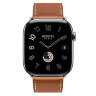 Apple Watch Hermes Series 10 46mm, классический кожаный ремешок коричневого цвета