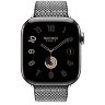 Apple Watch Hermes Series 10 42mm, клетчатый ремешок из плетеного нейлона черный с белым