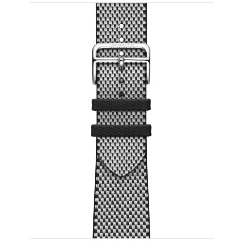 Apple Watch Hermes Series 10 42mm, клетчатый ремешок из плетеного нейлона черный с белым