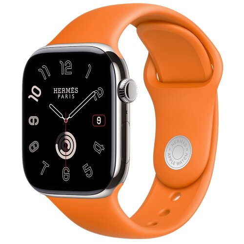 Apple Watch Hermes Series 10 42mm, клетчатый ремешок из плетеного нейлона черный с белым