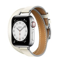 Apple Watch Series 6 Hermes 40 мм, двойной, длинный, кожаный ремешок белого цвета