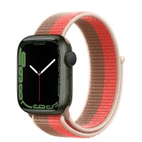 Apple Watch Series 7 41 мм, зеленый алюминий, спортивный браслет «Розовый помело/миндальный»