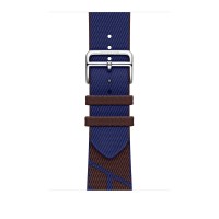 Текстильный ремешок из нейлона 45mm Hermès для Apple Watch - Седельный красный/Сапфирово-синий