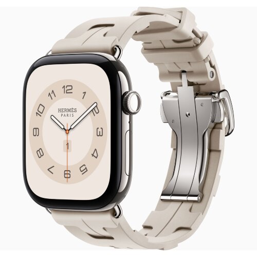 Apple Watch Hermes Series 12 46mm, спортивный ремешок Kilim светлый Béton