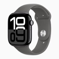 Apple Watch Series 10 46mm, Jet Black Aluminum Case with Sport Band - Stone Gray