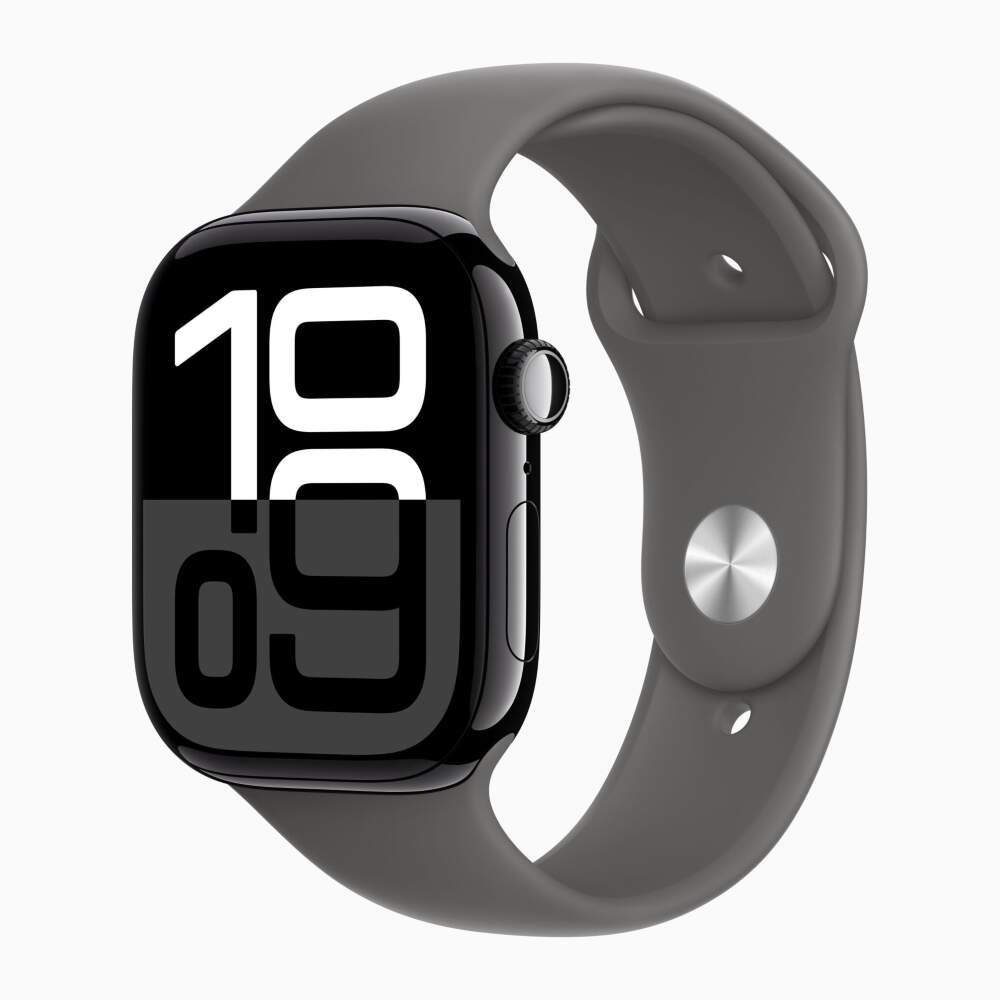 Apple Watch 10 Jet Black Aluminum 46mm Stone Gray band