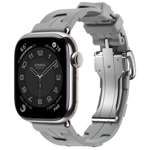 Apple Watch Hermes Series 10 42mm, спортивный ремешок Kilim серый