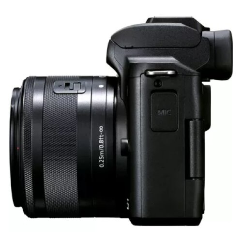 Canon EOS M50 Mark II Mirrorless Camera, Black + EF-M 15-45mm IS STM Lens + Backpack + SD Card + Spare Battery