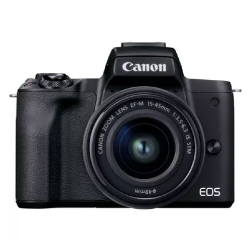 Canon EOS M50 Mark II Mirrorless Camera, Black + EF-M 15-45mm IS STM Lens + Backpack + SD Card + Spare Battery