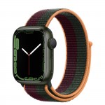 Apple Watch Series 7 41 мм, зеленый алюминий, спортивный браслет «Тёмная вишня/зелёный лес»