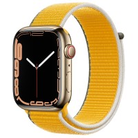 Apple Watch Series 7 45 мм, сталь золотистая, спортивный браслет Ярко-жёлтый