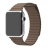 Кожаный магнитный ремешок для Apple Watch 42mm коричневый Large