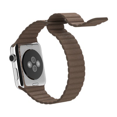 Кожаный магнитный ремешок для Apple Watch 42mm коричневый Large