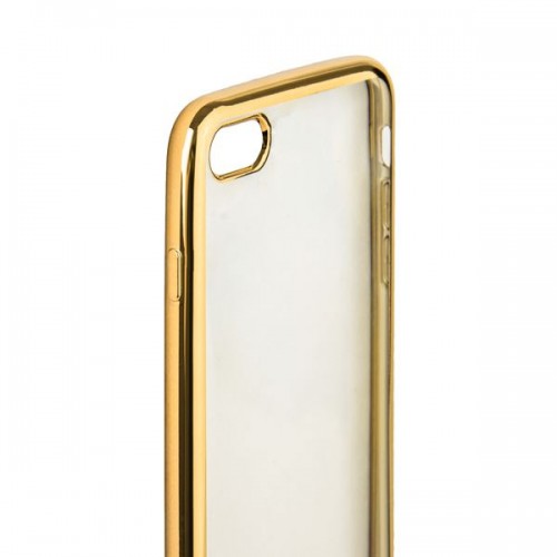 Чехол силиконовый для iPhone 8 и 7 супертонкий с золотистым ободком