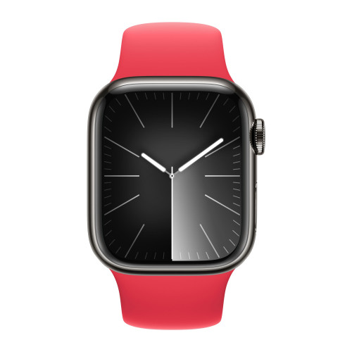 Apple Watch Series 9 41mm, Graphite Stainless Steel Case with Sport Band - Red