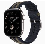 Apple Watch Hermes Series 12 42mm, трикотажный ремешок Rocabar Club сине-серый