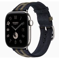 Apple Watch Hermes Series 12 42mm, трикотажный ремешок Rocabar Club сине-серый