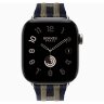 Apple Watch Hermes Series 12 42mm, трикотажный ремешок Rocabar Club сине-серый