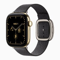 Apple Watch Series 12 42mm, Radiant Gold Titanium Case with Modern Buckle - Navy Blue