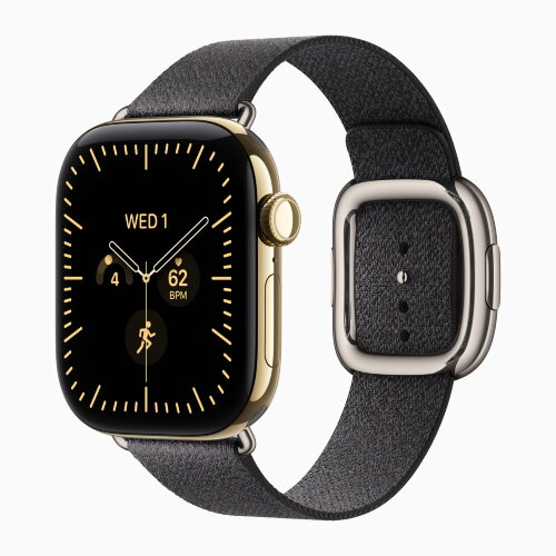Apple Watch Series 12 42mm, Radiant Gold Titanium Case with Modern Buckle - Navy Blue