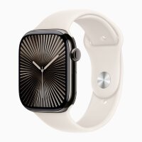 Apple Watch Series 10 42mm, Slate Titanium Case with Sport Band - Starlight