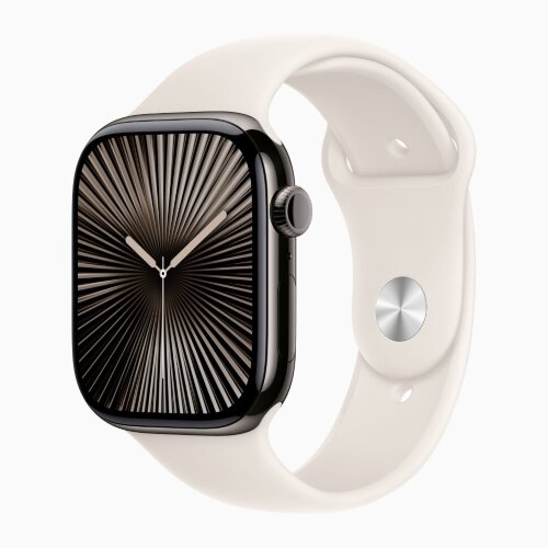 Apple Watch Series 10 42mm, Slate Titanium Case with Sport Band - Starlight