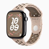 Apple Watch Series 10 46mm, Jet Black Aluminum Case with Nike Sport Band - Desert Stone
