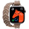 Apple Watch Hermes Series 10 42mm, двойной тонкий ремешок из плетеного нейлона бежевый с белым