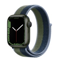 Apple Watch Series 7 41 мм, зеленый алюминий, спортивный браслет «Синий омут/зелёный мох»