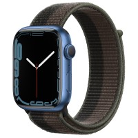 Apple Watch Series 7 45 мм, синий алюминий, спортивный браслет «Сумрачный торнадо/серый»
