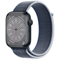 Apple Watch Series 8 45mm, Midnight Aluminum Case with Sport Loop - Storm Blue